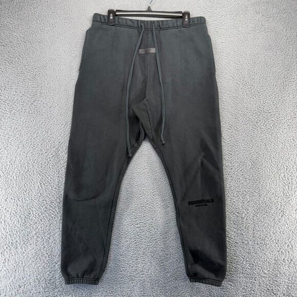 Essentials Fear Of God Sweatpants Men's large Black Cuffed Cotton Sweat Joggers - Picture 1 of 13